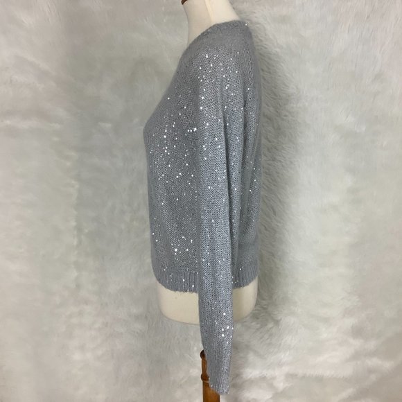ATM Gray Sequin Embellished Knitted Alpaca Wool Blend Sweater S - Picture 3 of 7